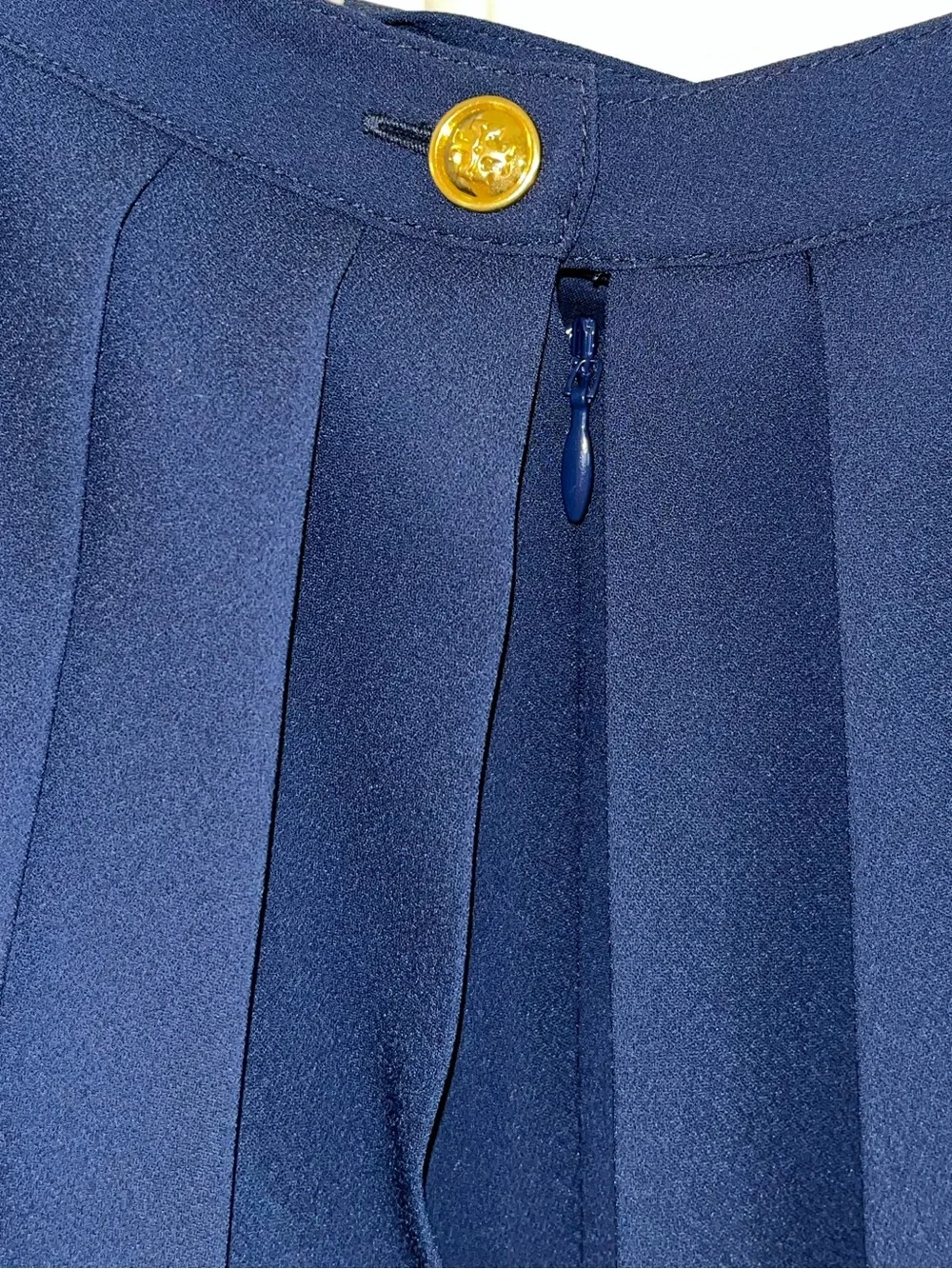 New Tory Burch Faye Pleated Culottes Signature Navy Size 10 Crepe de Chin $298
